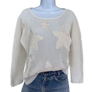 Vintage 70s Louis London Cotton Loose Knit Net String Crochet Top Size XS/S